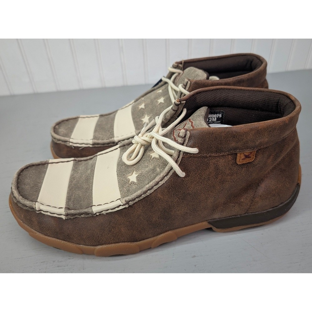 Twisted Mens Chukka Driving Moc MDM0075 Brown/Ivory USA Flag Casual Size 12M NOB - Picture 7 of 12